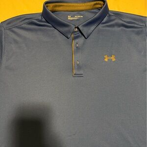 Under Armour Steel Blue Polo with Gold Logo